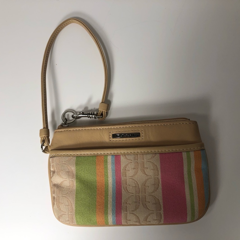 Fossil Wristlet Tan And Multi Pastel Colors Like … - image 2
